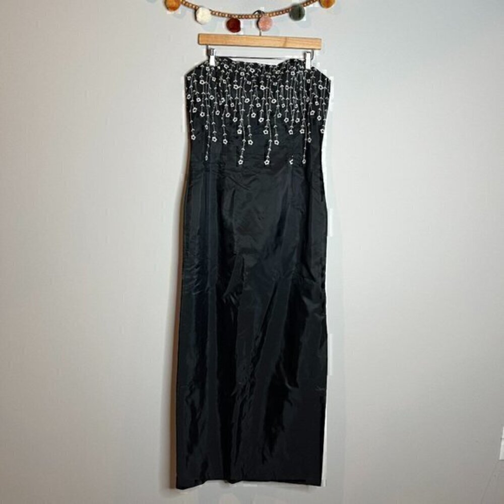 Y2K Gunne Sax Jessica McClintock Millenium embroidered strapless dress